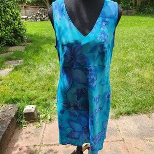 P298. Vintage Reitman's Blue Floral Sleeveless Dress |11